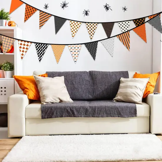 Fabric Pennant Banner - Halloween Decorations (Orange) {3}