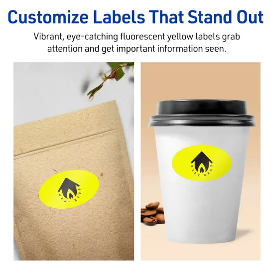 Avery Neon Yellow Paper Labels, 1.5" x 2.5" Oval {3}