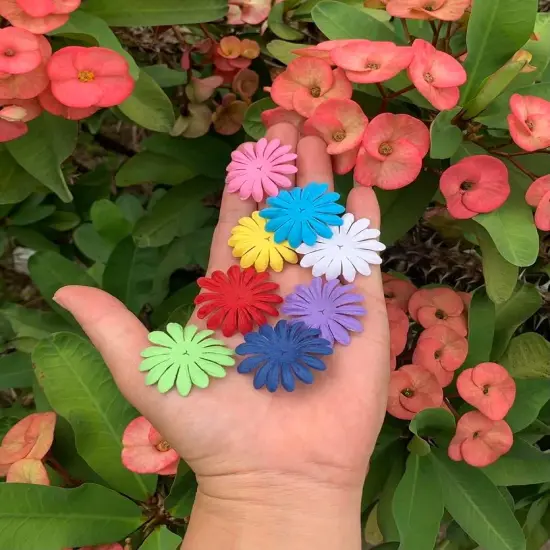 Artificial Flowers 100 Pcs Handmade Mulberry Paper Daisy Petals 40x40mm Mulberry Paper Daisy Flowers Scrapbooking Wedding DIY Craft Supplies Card {2}