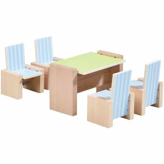 HABA Little Friends Dining Room - Wooden Dollhouse Furniture for 4" Bendy Dolls Multicolor {1}