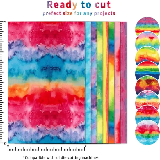 8 Sheets 10x12 Inch Rainbow Iron On Vinyl Ombre Htv for Clothes {3}