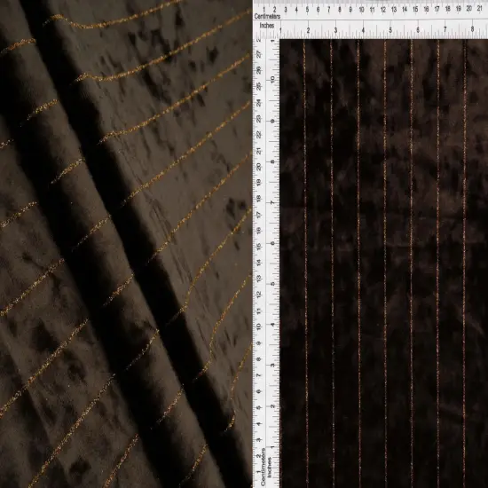 1 Yard Polyester Elastane Velvet 250 GSM Glitter Stripe Fabric Soft 59" Width NAVY {6}