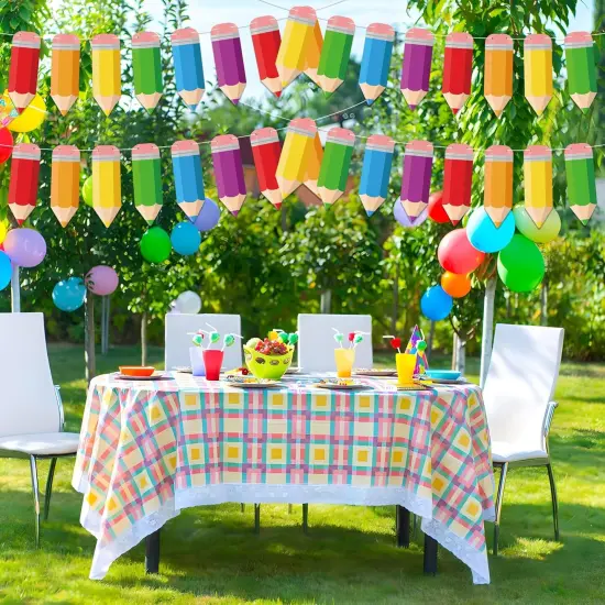 60 Pcs Back to School Pencil Banner Colorful Pencil Hanging Banner {4}