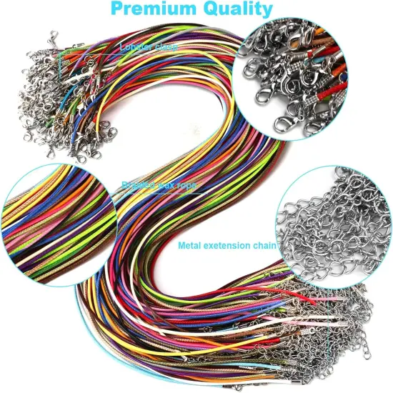 100Pcs Leather Necklace Cord with Clasps, Rope Necklace String - Multicolor {4}