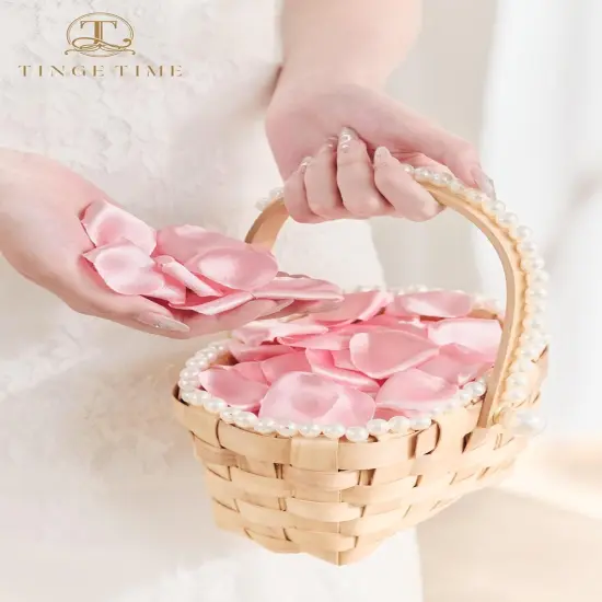 300pcs Silk Rose Petals Blush Pink Heart Flower Petals for Wedding Flower Girl Basket {4}