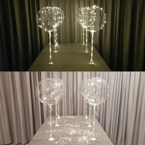 warm white 6pc LED Light up Balloon with sticks Party Decorations {3}