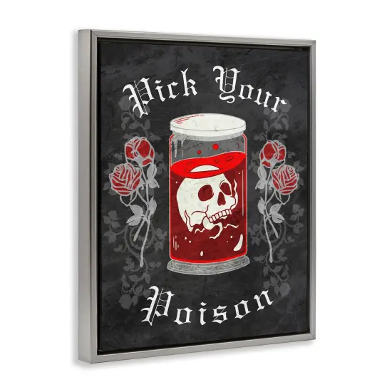 Pick Your Poison Skull Floating Frame Canvas Art Black {9}