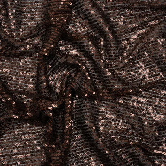 1 Yard Chocolate Brown Stretch Polyester Mesh Fabric Baby Sequins Stripes 50 inch Width {1}