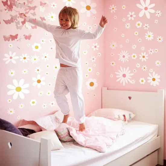 90 Pcs Daisy Wall Decal - (White) {4}