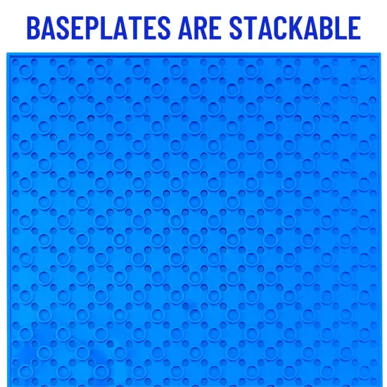 Strictly Briks 4 Pack Baseplates 10x10 in, Stackable Building Plates with 32 x 32 Studs, Mats, Bases, Boards, Sheets 100% Compatible with All Major Brands, Blue, Ages 3-14 {3}