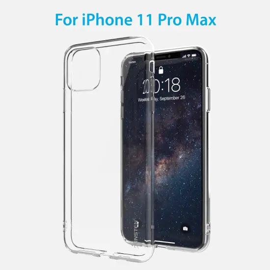Insten Ultra Slim Soft TPU Rubber Protective Cover Compatible with iPhone 11 Pro Max 6.5" [Reinforced Camera Lens Protection / Shock-Resistant] Clear {2}