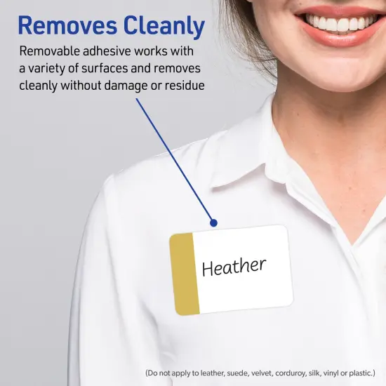 Avery® Printable Rectangle Adhesive Name Tags, Dipped Gold Edge Design, 2-1/3" x 3-3/8", Matte White Removable Name Tags, Laser/Inkjet, 80 Total, Great for Name Badges {3}