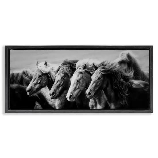 Stupell Industries Monochrome Horse Herd Gallop Floating Frame By PHBurchett {7}