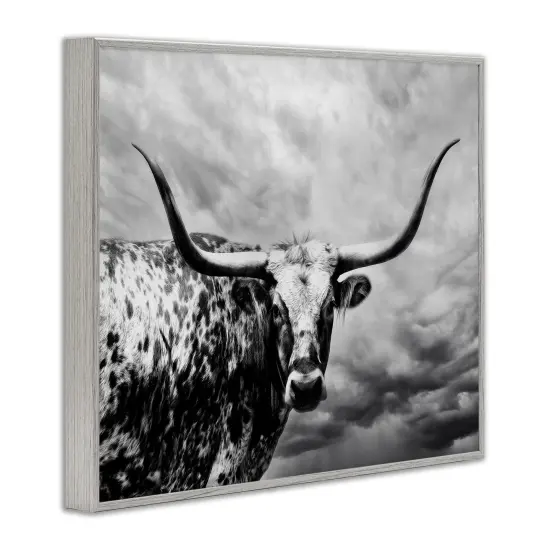 Stupell Industries Spotted Longhorn over Clouds Framed Giclee By PHBurchett {3}