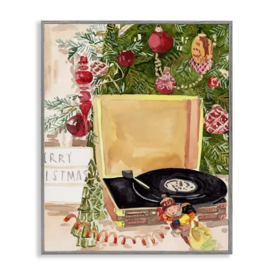 Stupell Industries Festive Christmas Music Records Framed Giclee By Melissa Wang {1}