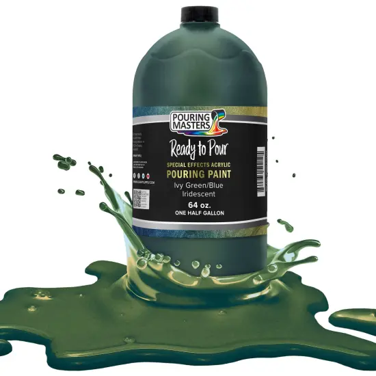 Pouring Masters Ivy Green/Blue Iridescent Special Effects Acrylic Pouring Paint - Premium 64-Ounce Pre-Mixed Fluid Acrylic Paint - Fluid Art Supplies for Canvas, Wood, Paper, Tile & Rocks {1}