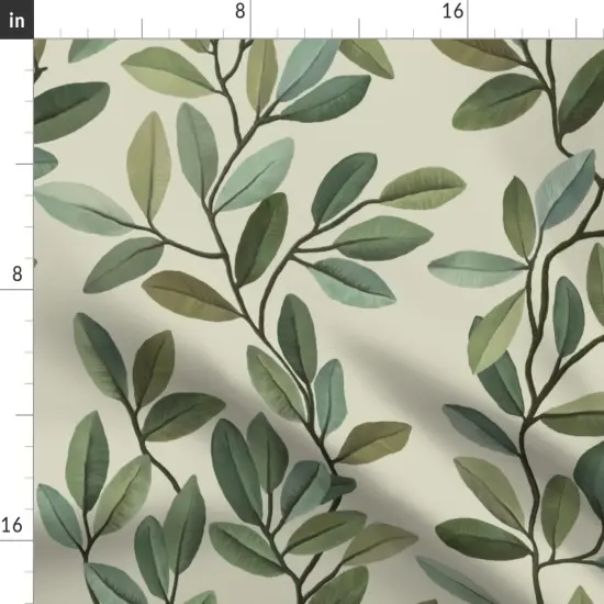 Various Fabrics by the Yard or Fat Quarter Olive Branches Green Leaves Sage Earth Tones Custom Printed Fabric by Spoonflower {2}