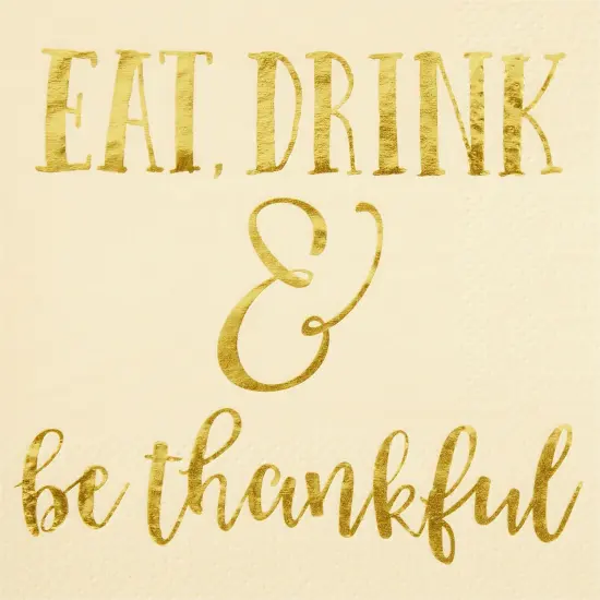 50 Pack Thanksgiving Cocktail Napkins Party Supplies Table Decorations, Eat Drink and Be Thankful (5 x 5 In) {5}