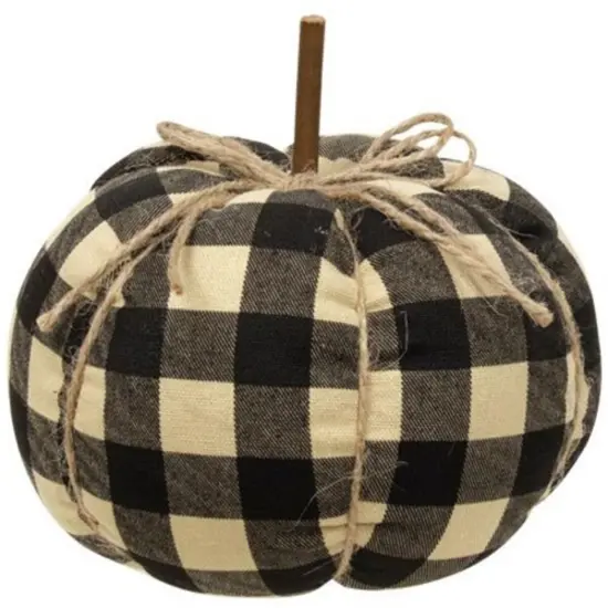 Buffalo Check Fabric Pumpkin with Jute Bow for Fall Table Decor {2}