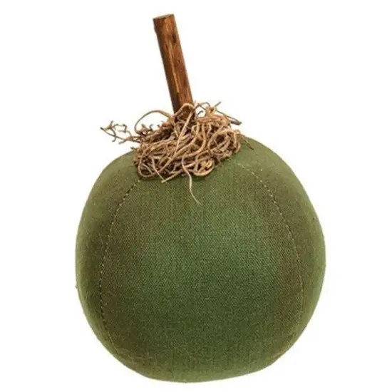 5 Inch Decorative Fabric Pumpkin with Moss and Wooden Stem Fall Harvest Accent for Tabletop Natural {2}
