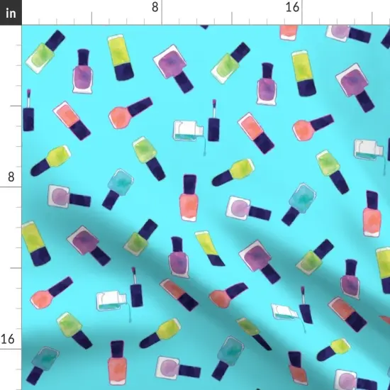 Various Fabrics by the Yard or Fat Quarter Watercolor Nail Polish Blue Makeup Fashion Salon Custom Printed Fabric by Spoonflower {2}