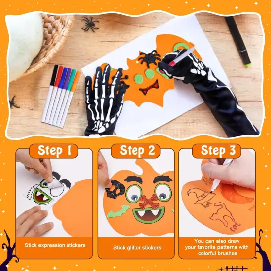 330PCS Halloween Foam Stickers Set, Pumpkin Ghost Spider Bat Crafts Kit {3}
