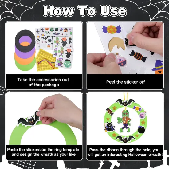8 Pack Halloween Wreath Craft Kit for Kids Make You Own Halloween {3}