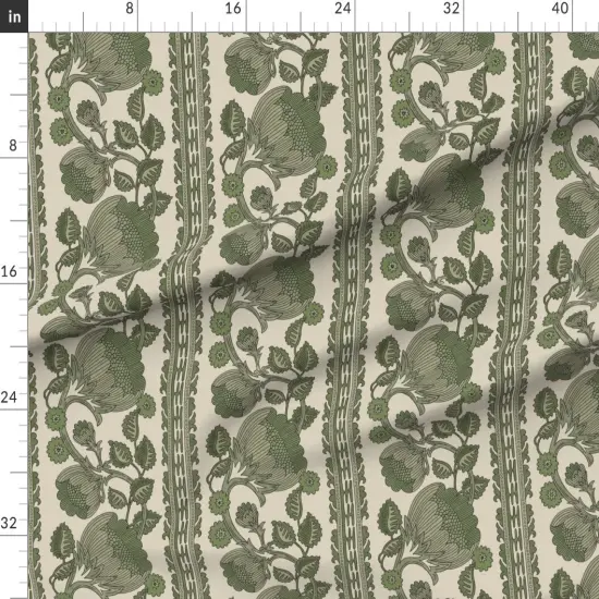 Various Fabrics by the Yard or Fat Quarter Olive Sage Floral Grandmillennial Leaf Stripe Arts And Crafts French Style English Garden Moody Floral Maximalist Modern Chintz Dark Botanical Custom Printed Fabric by Spoonflower {1}