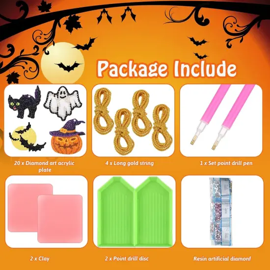 5d DIY Diamond Painting Kit Skull Ghost Pumpkin Bat Tags {4}