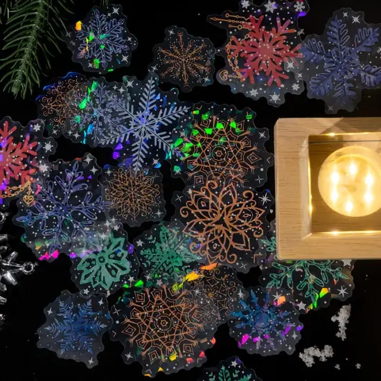 120 Pieces Fantasy Snowflake Stickers - Transparent {1}