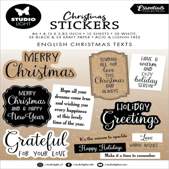 Studio Light Essentials Sticker Pad 15 Sheets-X-Mas Sentiments {1}