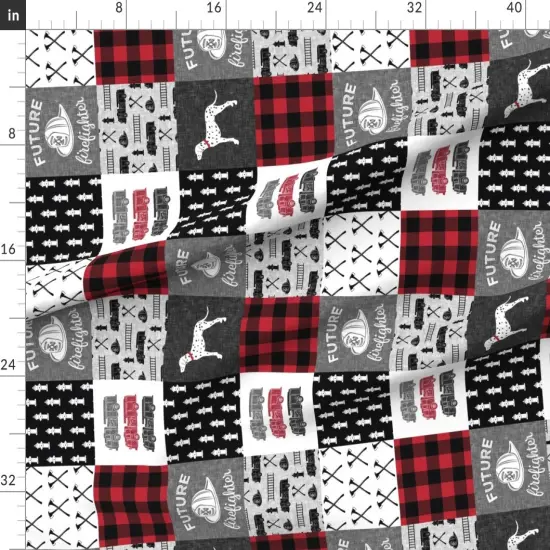 Various Fabrics by the Yard or Fat Quarter Firefighter Wholecloth Patchwork Red Black Future Fire Truck Boy Little Man Arrow Custom Printed Fabric by Spoonflower {1}