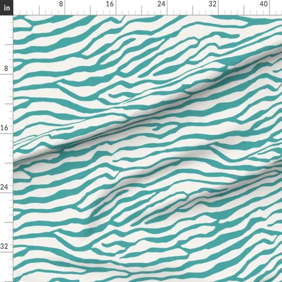 Various Fabrics by the Yard or Fat Quarter Brackenbury Beach Turquoise White Stripe Teal Aqua Zebra Custom Printed Fabric by Spoonflower {1}
