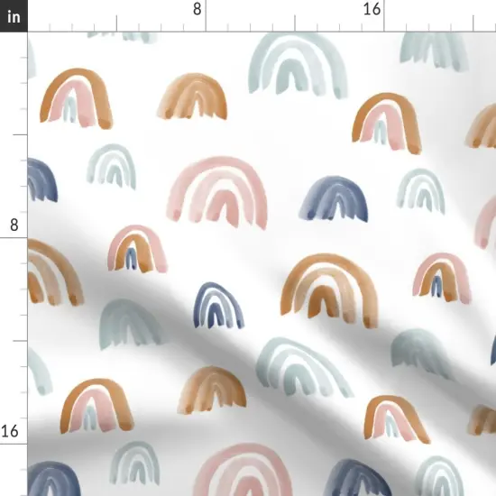 Various Fabrics by the Yard or Fat Quarter Earth Tones Scattered Watercolor Rainbows Pink Mint Hippie Hippy Nursery Custom Printed Fabric by Spoonflower {2}