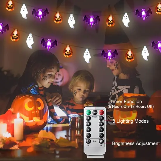3D Halloween Ghost Bat Pumpkin String Lights with Timer {5}