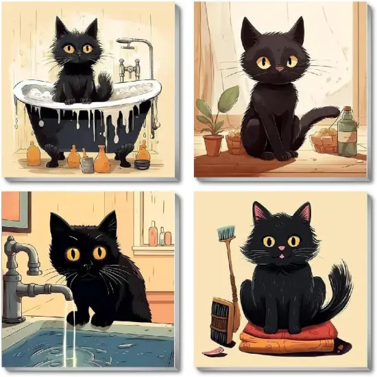 Pack Cute Cat Easy Framed Adults Paint by Numbers Kits, (8 x 8 Inch) {1}