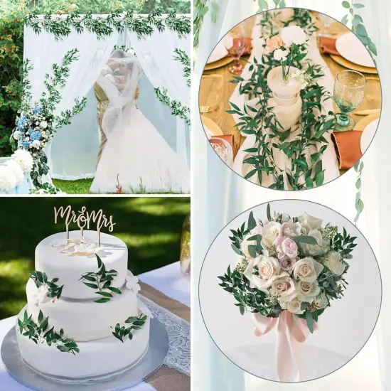 Fake Vines Greenery Garland - 5 Packs Total 28ft Green Willow Leaf Vine {2}