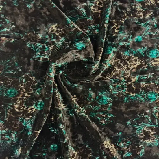 1 Yard Camouflage Leopard Crushed Stretch Velvet Fabric for Apparel Crafts Costumes & Decor 60 Inches Width Gray {2}