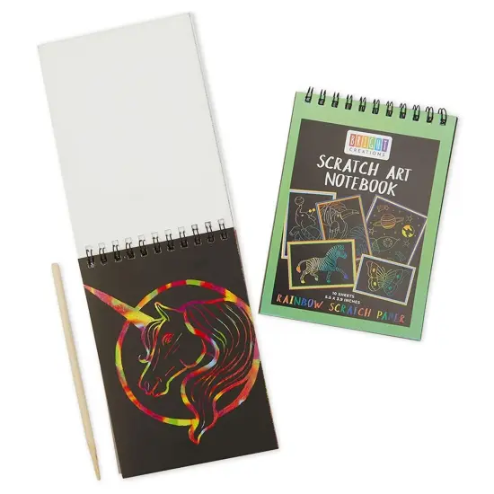 Bright Creations 8 Pack Rainbow Scratch Paper Pads for Kids Ages 8-14 with Wooden Styluses, 10 Sheets (5.5 x 3.9 In) Black {5}