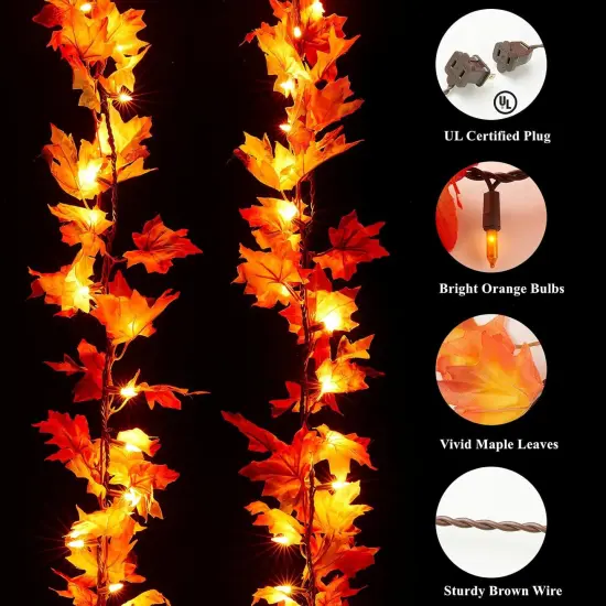 50 Orange Bulbs Connectable Lighted Fall Garland {3}