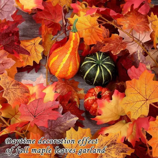 2 Pack Fall Maple Leaves Garland with LED Light 5.7 Feet Artificial {2}