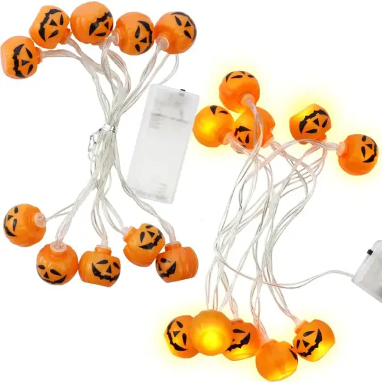 2 Pack Halloween Pumpkin String Lights - 5Ft 10 LED {1}