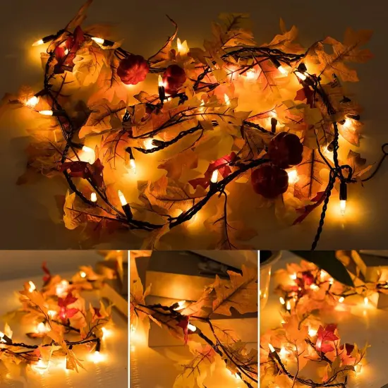 Fall Garland Lights String with Bulbs - Maple Leaf String Lights {1}