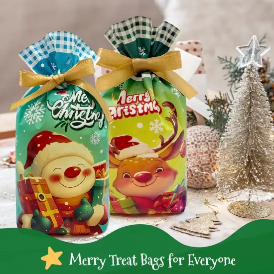 Wrapables Christmas Drawstring Treat Bags for Candy, Cookies, Treats, Gifts and Party Favors (50pcs), Festivity {3}