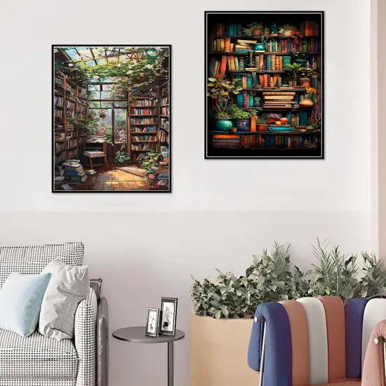 2 Pack Bookshelf Paint by Number Adult(with Gifts Box)- (40x50cm) {2}