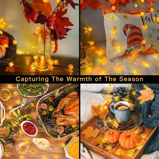3D Fall Pumpkin String Lights - 12.8ft 40 LED (Tiny Pumpkin) {3}