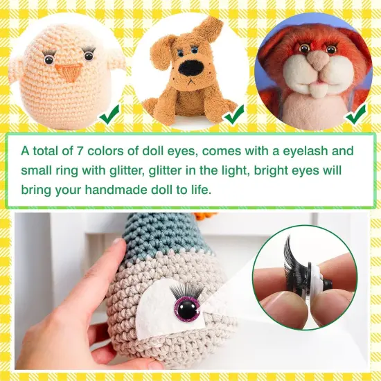 28pcs Glitter Safety Eyes with Washers and Eyelashes - 25mm {2}