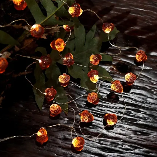 Thanksgiving Acorn Lights Fall Garland {3}