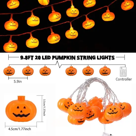 Halloween Big Pumpkin String Lights - 10ft , 20pcs Pumpkins {4}