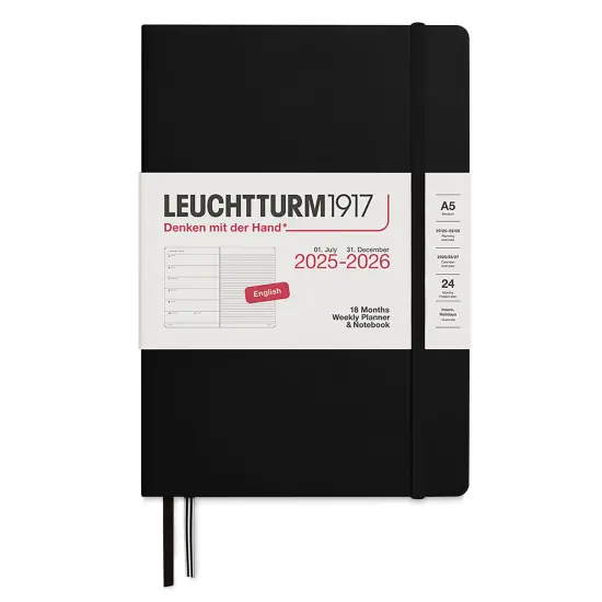 Leuchtturm1917 2026 18-Month Weekly Planner & Notebook - Black, A5 {1}